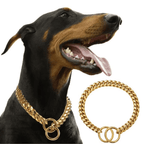 Premium gold chain dog collar with secure lobster claw clasp