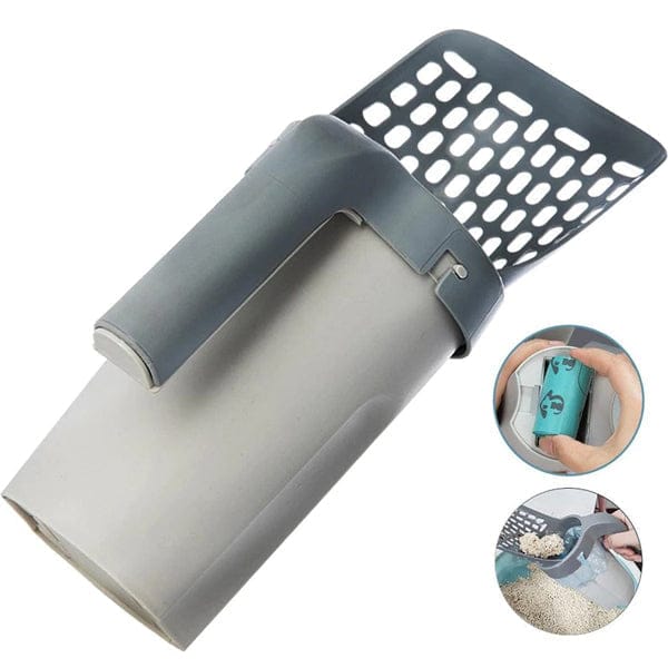 Cat Litter Scoop — Built-In Bag Dispenser — Easy Waste Cleanup