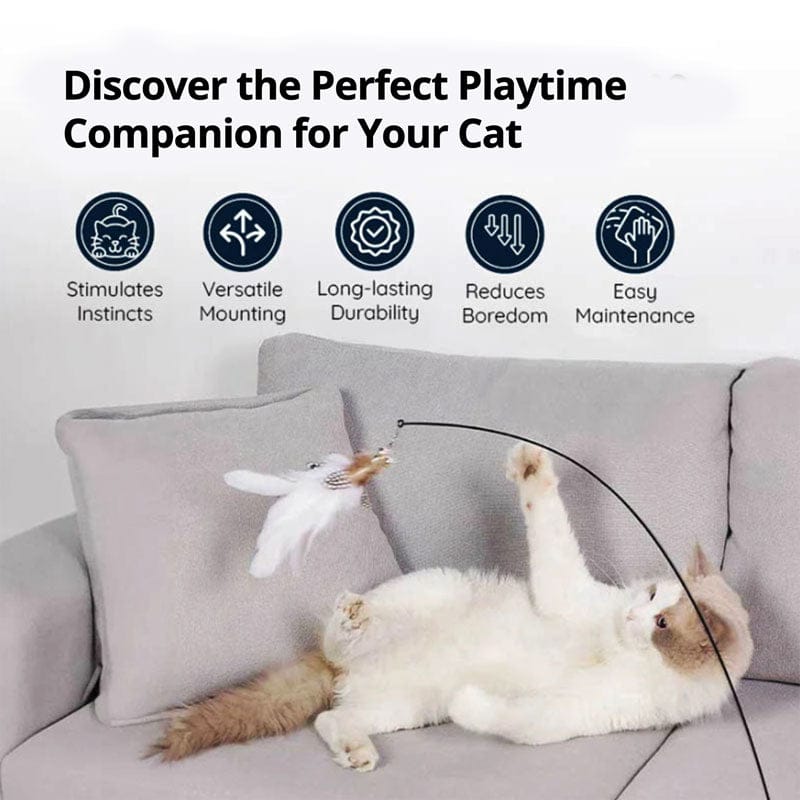 Cat Wand Toy Set – Interactive Feather and Bell Teaser Toys for Cats