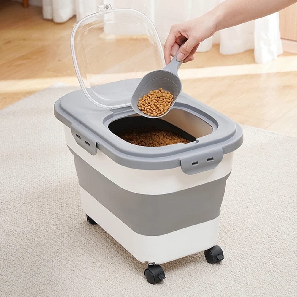 Foldable Pet Food Storage Bin — Airtight, Space-Saving & Easy to Move