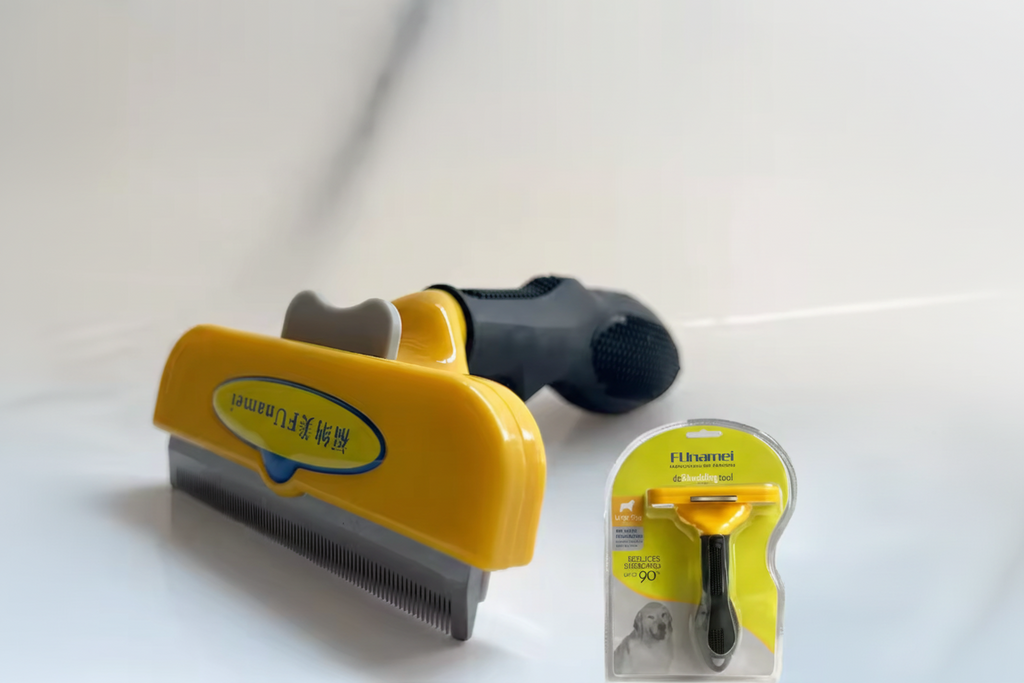 Deshedding Brush with Self-Cleaning Button — Removes Up to 90% of Loose Undercoat Fur