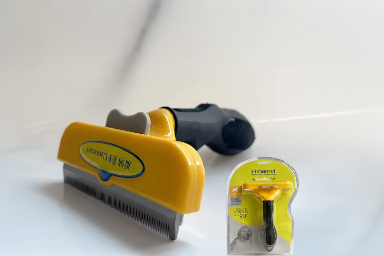 Deshedding Brush with Self-Cleaning Button — Removes Up to 90% of Loose Undercoat Fur