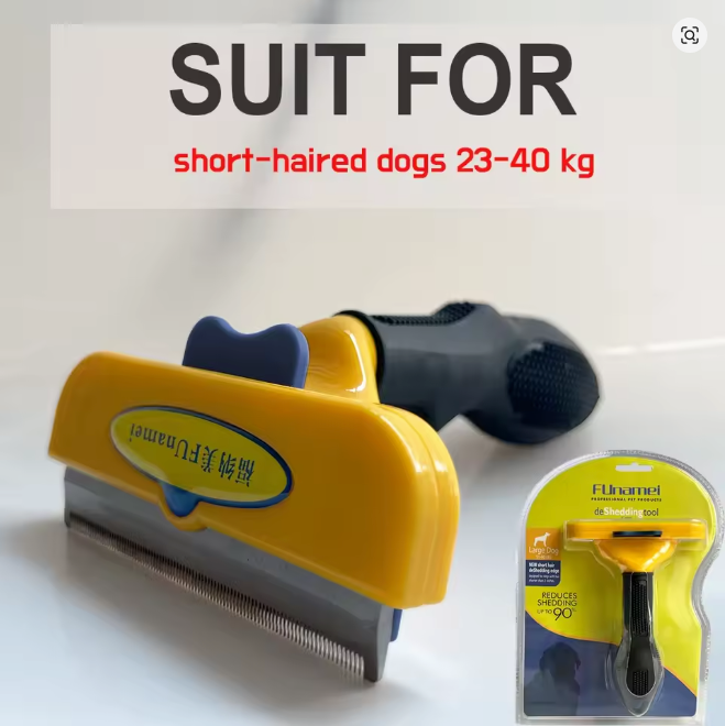 Deshedding Brush with Self-Cleaning Button — Removes Up to 90% of Loose Undercoat Fur