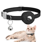 Adjustable cat collar with GPS holder in blue attached to cat neck