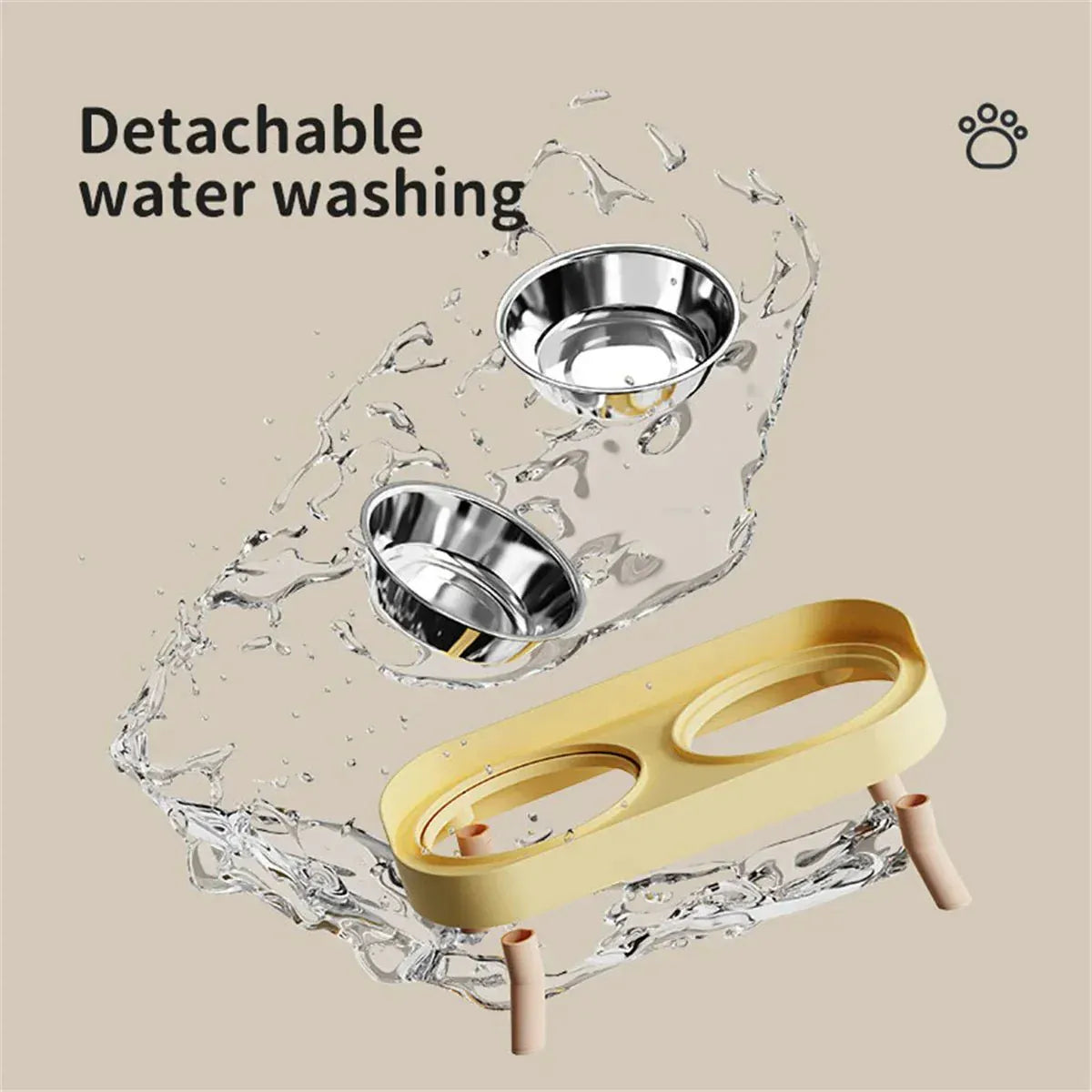 Uma tigela dupla colorida de dopamina para animais de estimação, alimentação da moda, grande capacidade, aço inoxidável, tigela para cães, água potável, pescoço, gato, tigela dupla