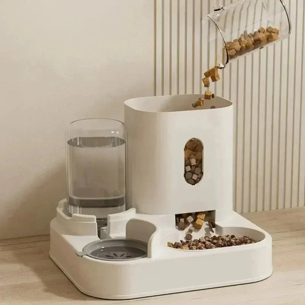 Alimentador automático cão gato tigela de comida com fonte água grande capacidade dispensador de armazenamento de alimentos para animais de estimação recipiente filhote de cachorro acessórios para animais de estimação