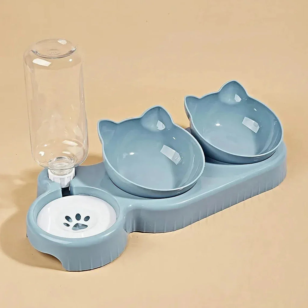 3-in-1 Cat Feeding Station with Automatic Water Dispenser