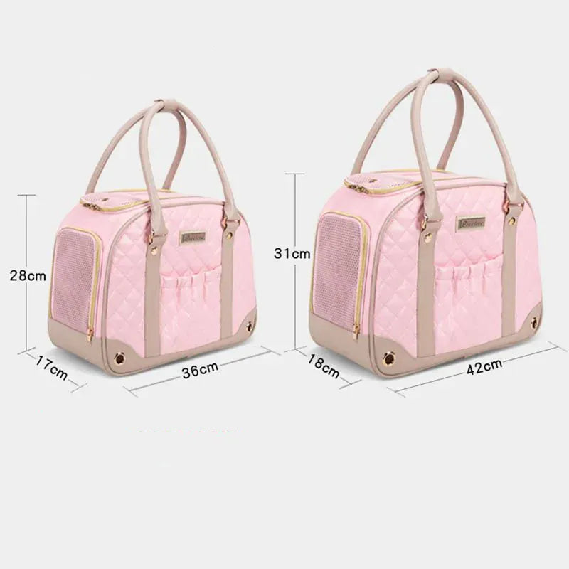 Spacious stylish pet travel bag with secure zipper closure