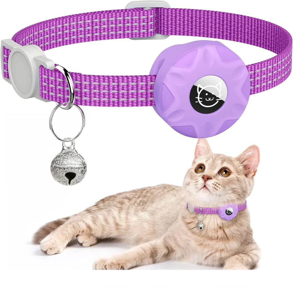 Adjustable Cat Collar with GPS Holder — Lightweight Safety Collar for Cats