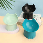 Tigela elevada para gatos, prato de alimentação elevado de plástico anti-ponta para animais de estimação com borda inclinada, proteção para pescoço, comida para gatinhos, 1 peça