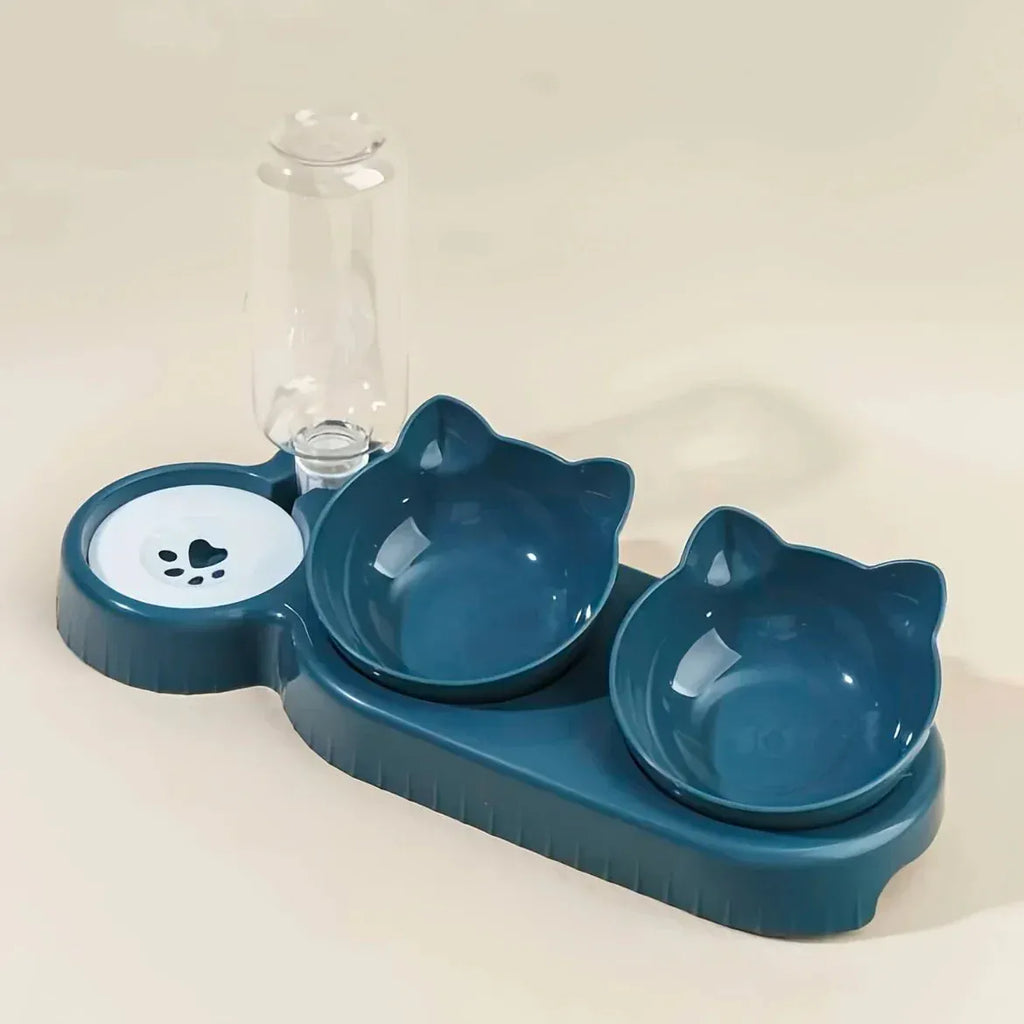 3-in-1 Cat Feeding Station with Automatic Water Dispenser