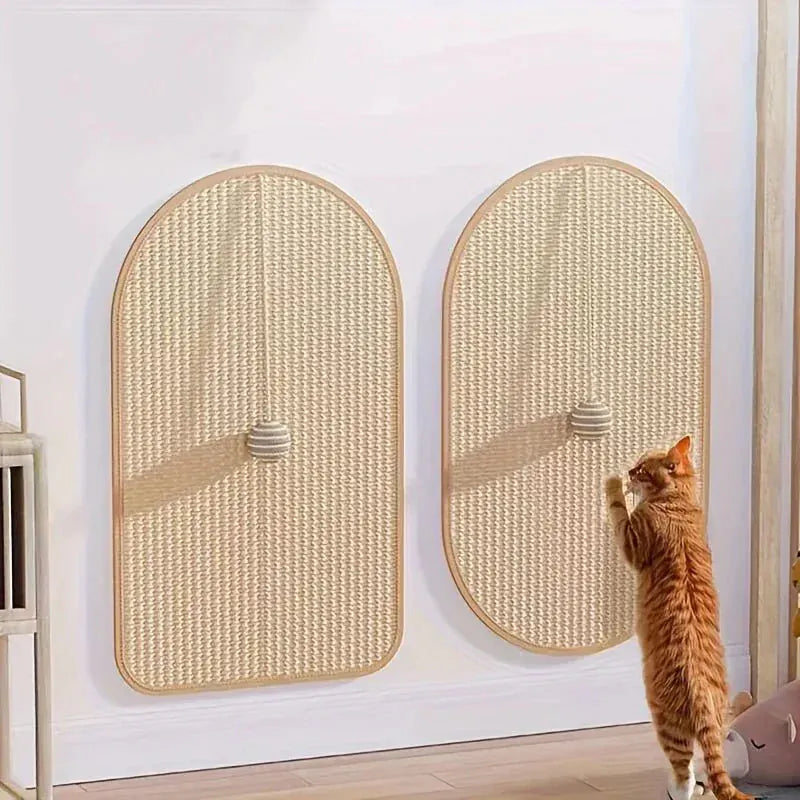 Almofada para arranhar gatos de sisal – Placa para arranhar durável e segura para sofá com brinquedo brincalhão para gatos, tapete para gatos