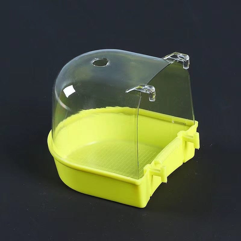 close-up of bird bath cage clip attachment