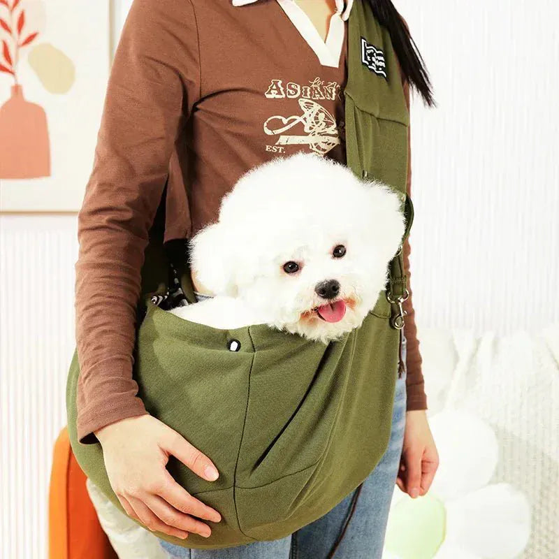 Crossbody Pet Carrier Bag — Comfortable Hands-Free Travel for Small Pets