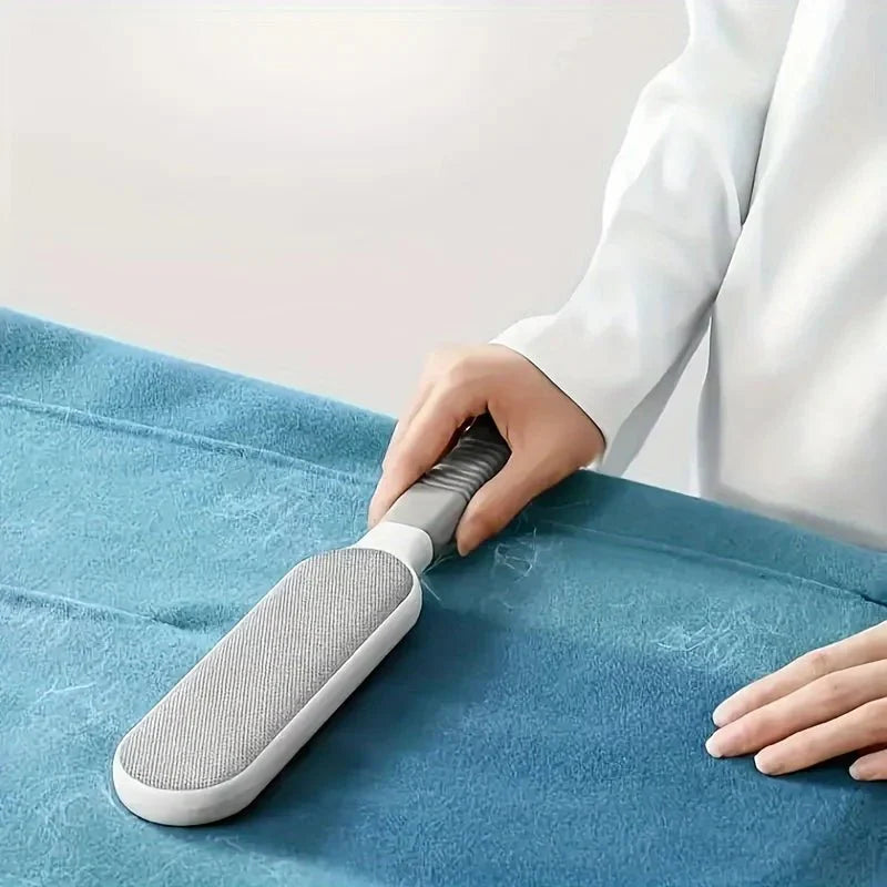 Double-Sided Pet Hair Remover Brush — Reusable, No Refills, Works on Any Fabric