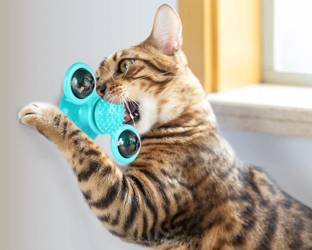 Cat Windmill Toy with Catnip — Spinning LED Interactive Play