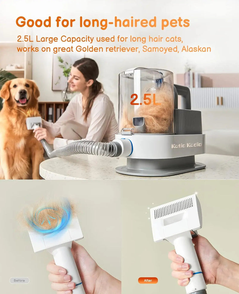 Pet Grooming Kit 5-in-1 – Silent Vacuum Clipper System