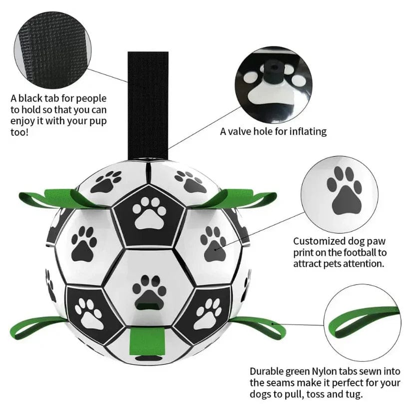 Interactive Dog Soccer Ball – Fetch and Tug Toy with Handles for Dogs