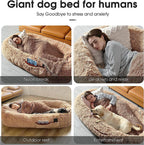 Human-Sized Oversized Plush Dog Bed with Donut Bolster