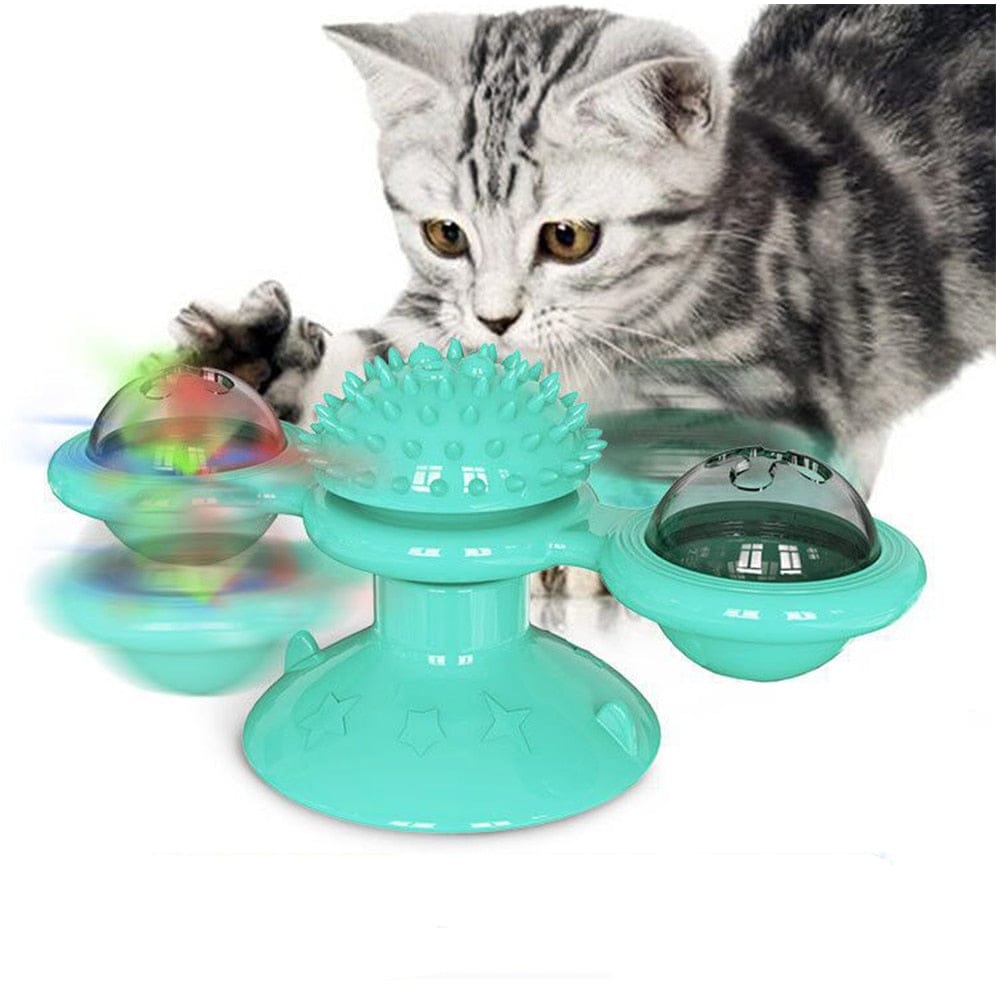 Cat Windmill Toy with Catnip — Spinning LED Interactive Play