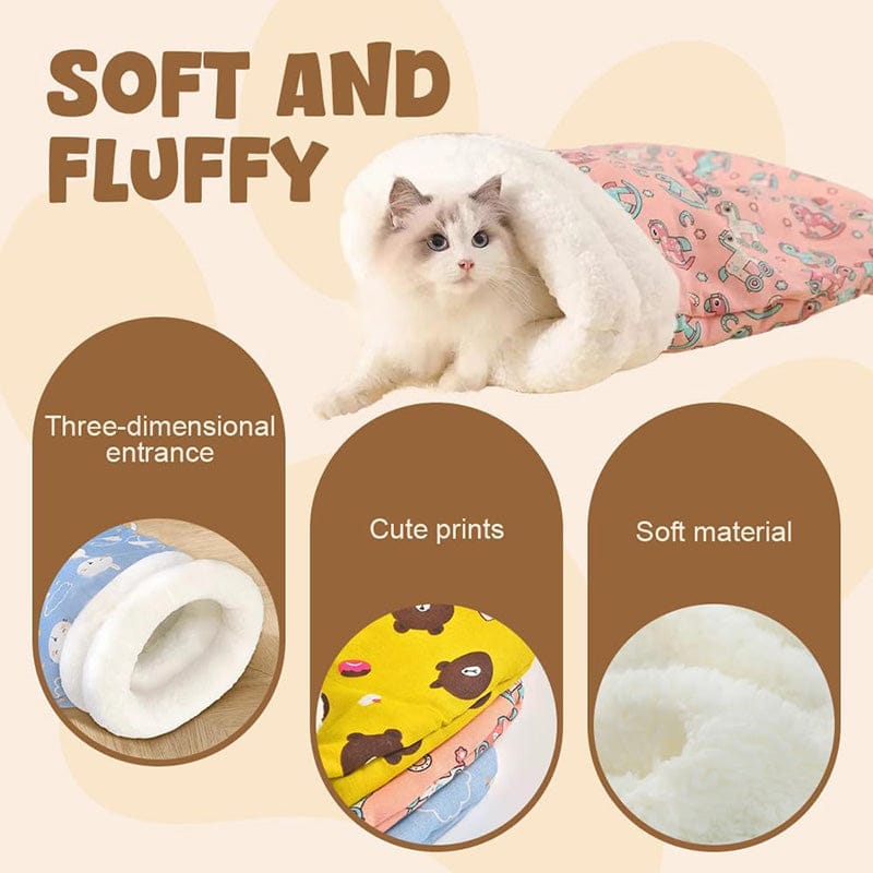 Cat Sleeping Bag Bed – 3-in-1 Plush Tunnel Bed & Cozy Pad