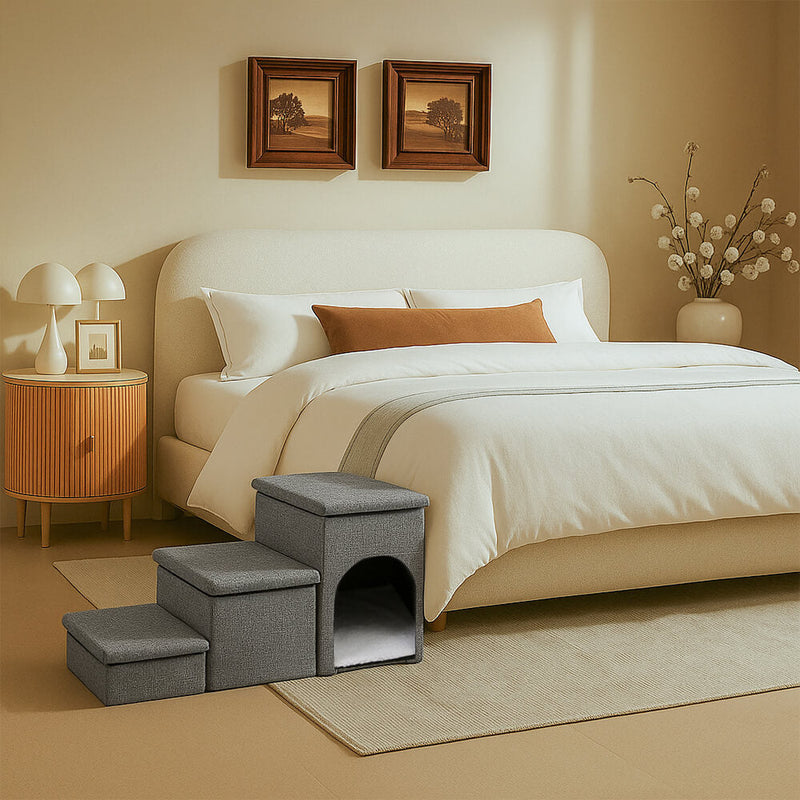 Portable Foldable Dog Stairs – Multi-Functional with Storage & Built-In Condo