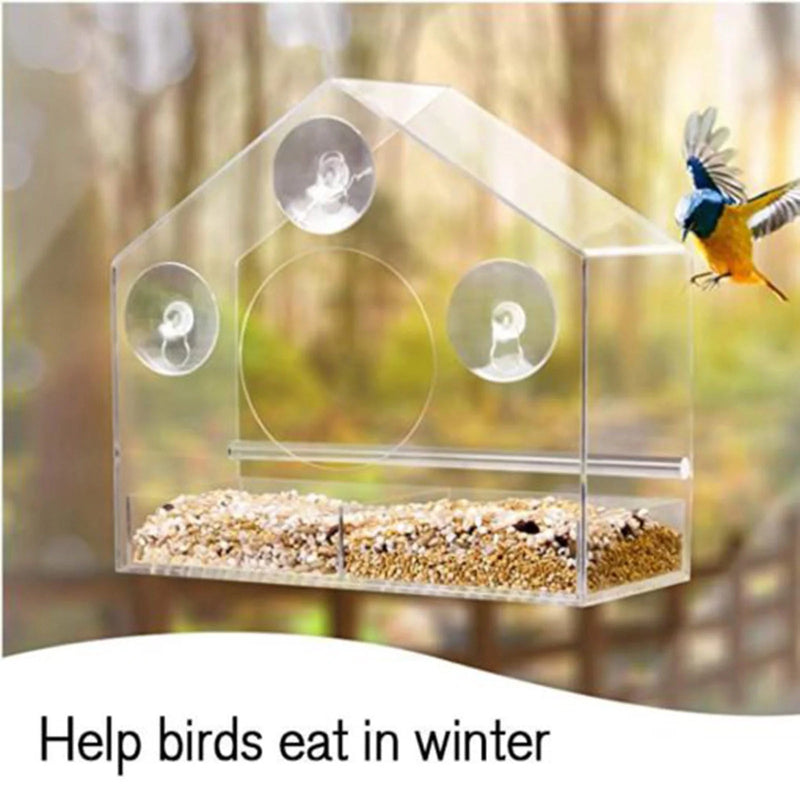 Clear Acrylic Window Bird Feeder – Strong Suction & Squirrel-Proof Design