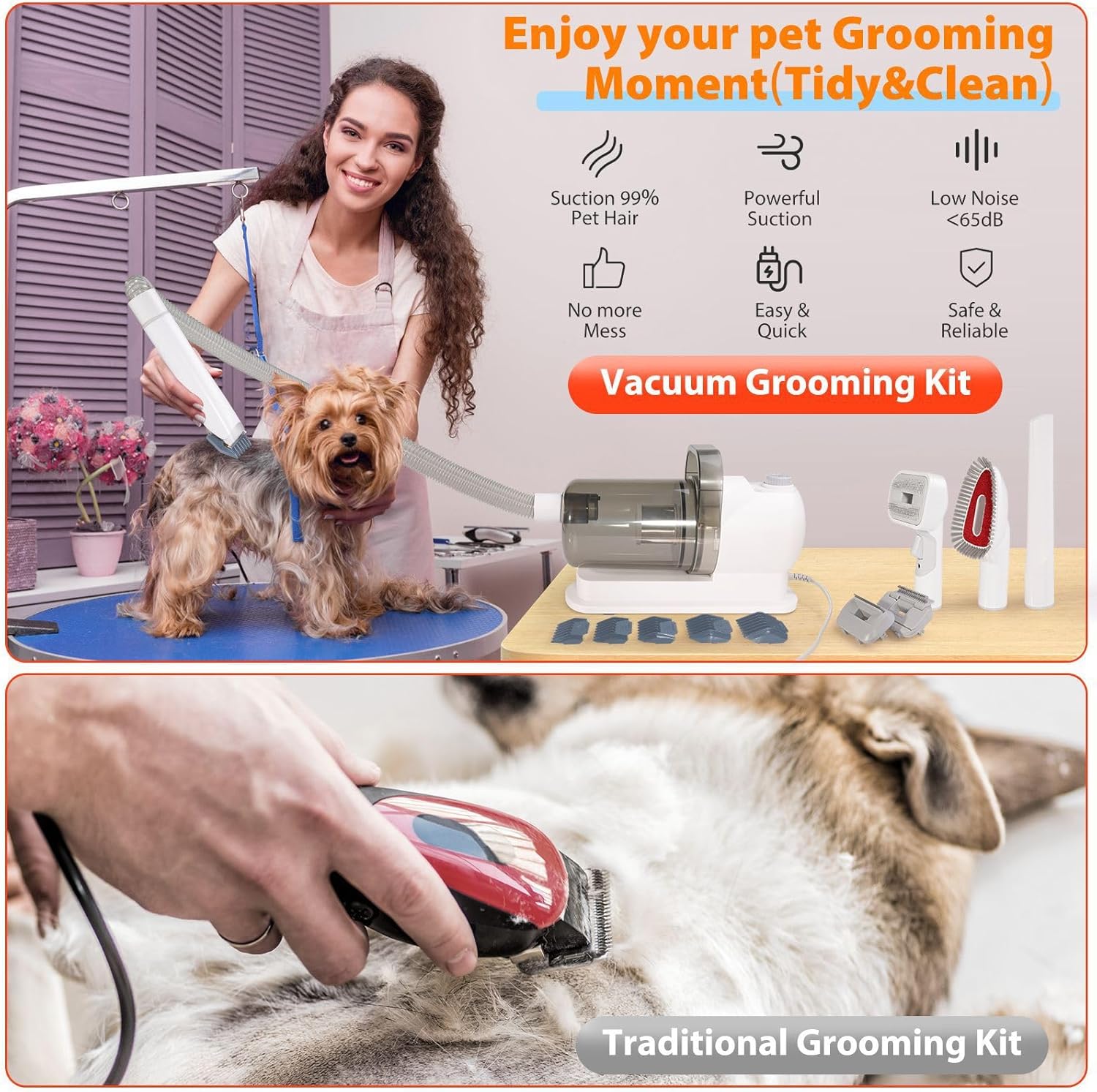 Pet Grooming Vacuum Kit 6-in-1 – 2.5L Hair Collection for Dogs & Cats