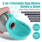 Portable Stainless Steel Pet Water Bottle — Leak-Proof Travel Bowl for Dogs &amp; Cats