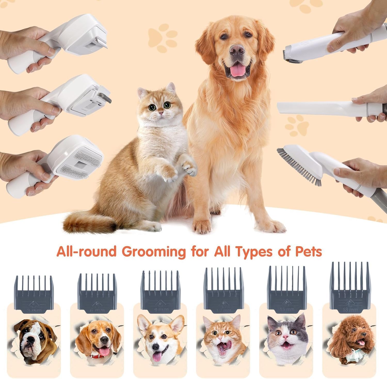 Pet Grooming Vacuum Kit 6-in-1 – 2.5L Hair Collection for Dogs & Cats
