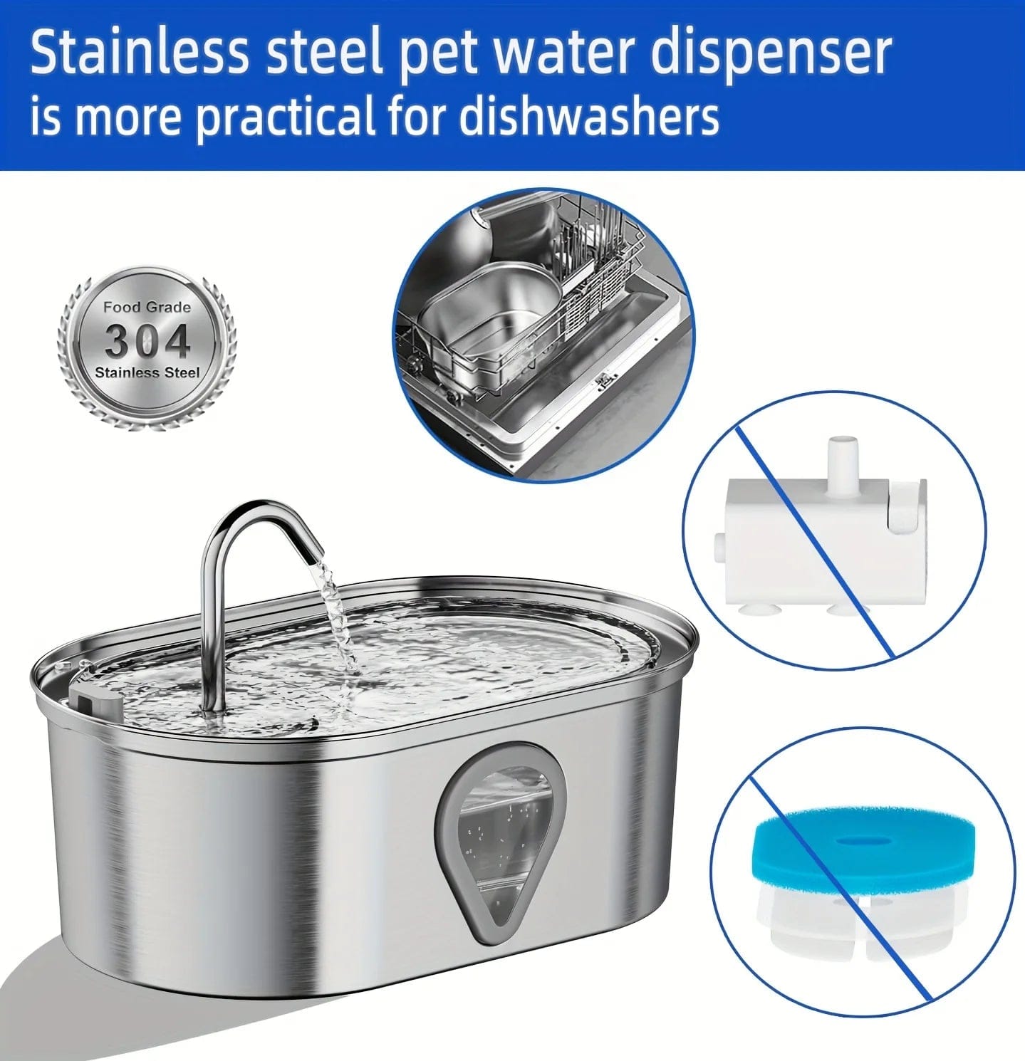 Stainless Steel Pet Water Fountain – 3.5L Automatic Filtered Fountain