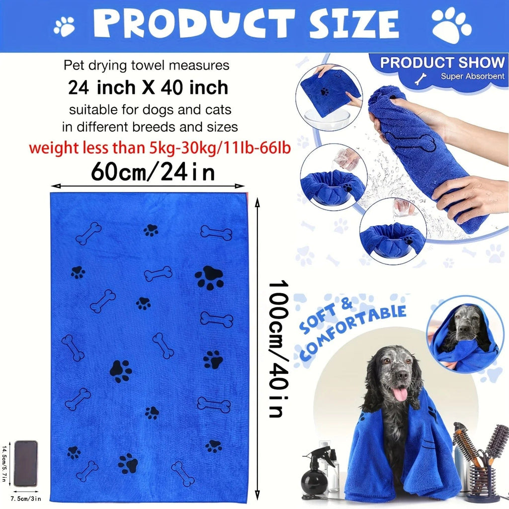 Microfiber Pet Towels 2-Pack — Quick Dry Absorbent Towels for Dogs and Cats