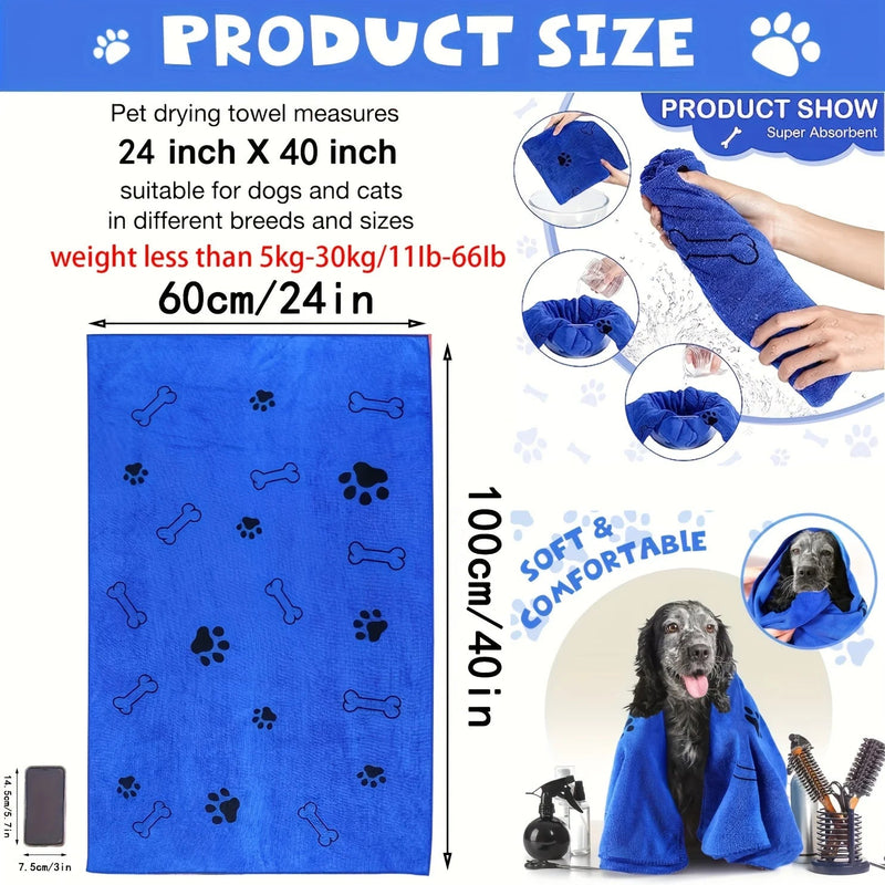 Quick-Drying Microfiber Pet Towel – Super Absorbent & Gentle - 2PCS