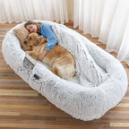 Human-Sized Oversized Plush Dog Bed with Donut Bolster