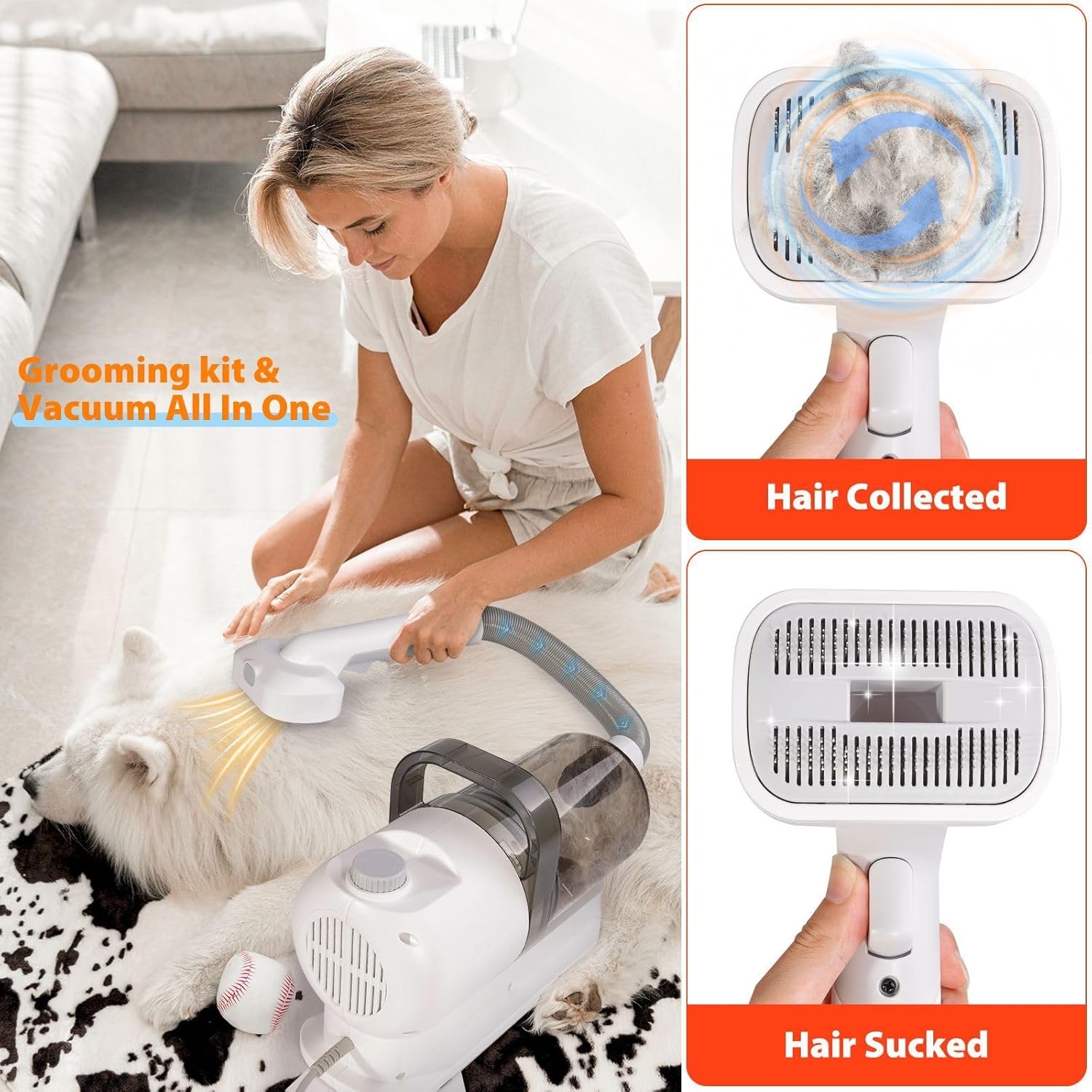 Pet Grooming Vacuum Kit 6-in-1 – 2.5L Hair Collection for Dogs & Cats