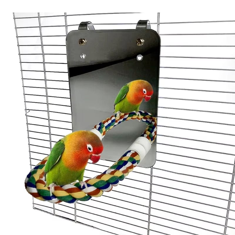 Macaw Mirror Toy – Interactive Bird Cage Mirror for Parrots