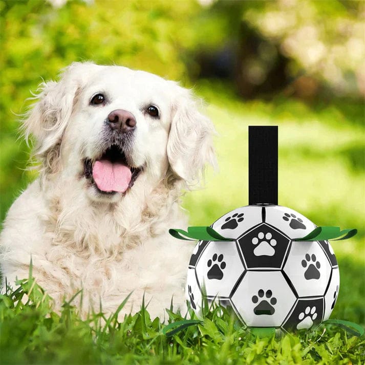 Interactive Dog Soccer Ball – Fetch and Tug Toy with Handles for Dogs