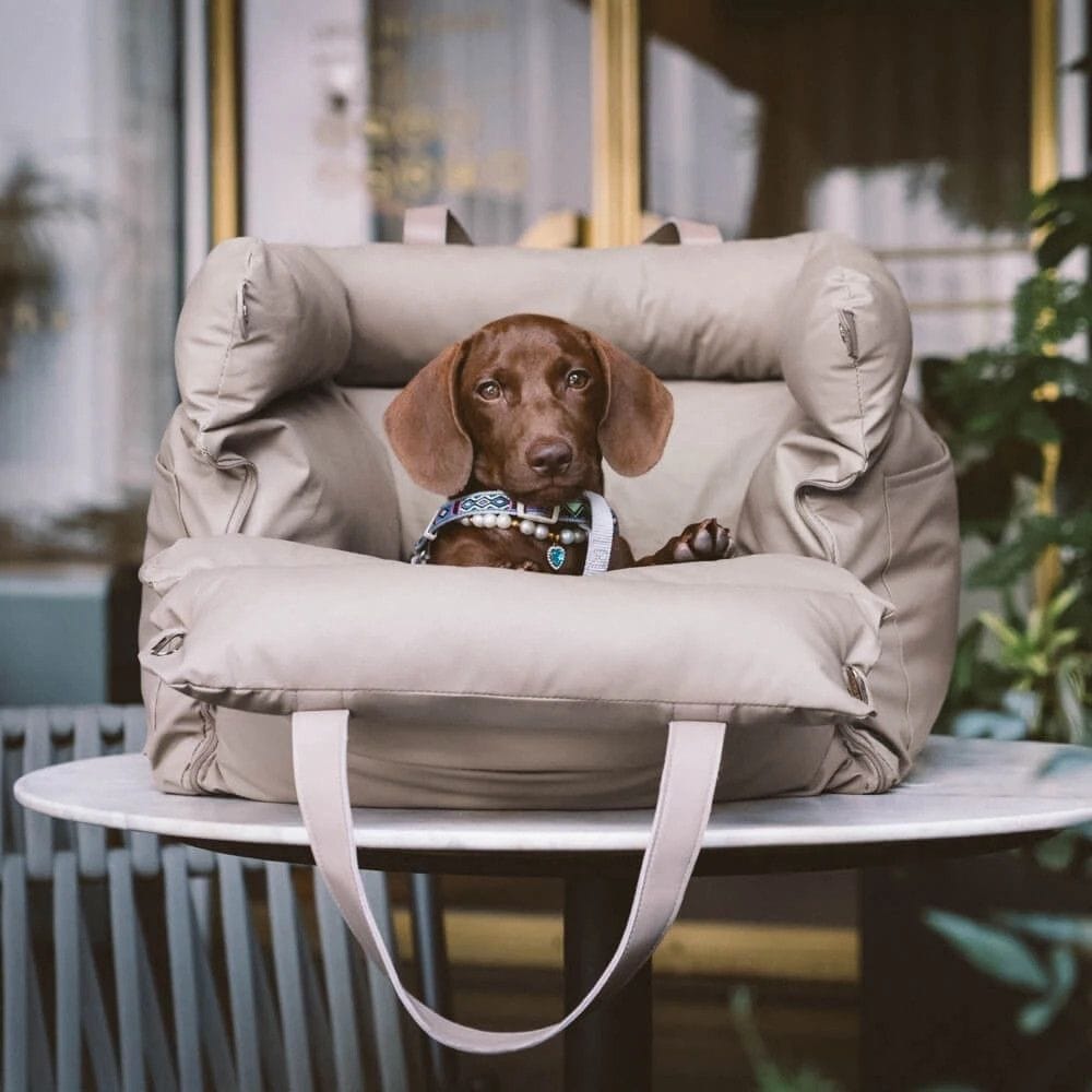 Dog Car Seat — Elevated Faux Leather Booster for Calm, Secure Travel
