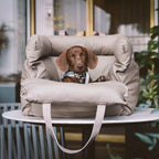 Dog Car Seat — Elevated Faux Leather Booster for Calm, Secure Travel