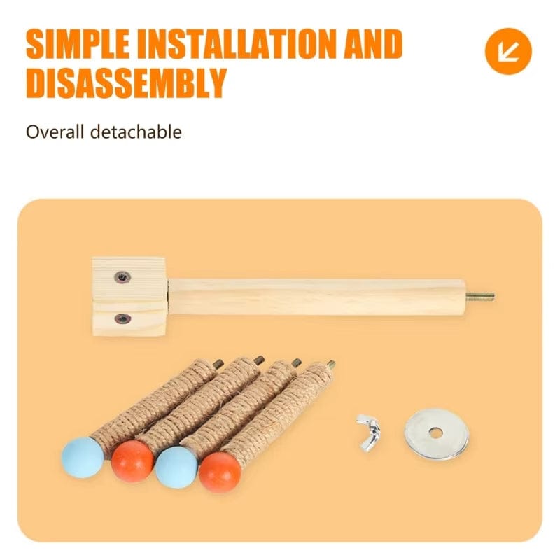 Natural Wooden Bird Perch – Chew and Rest Perch for Bird Cages