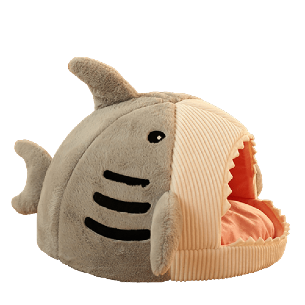 Cama Toca Tubarão para Pets – Aconchego, Estilo e Diversão Paipet Madrupet Cinza P (38x35x32cm) 