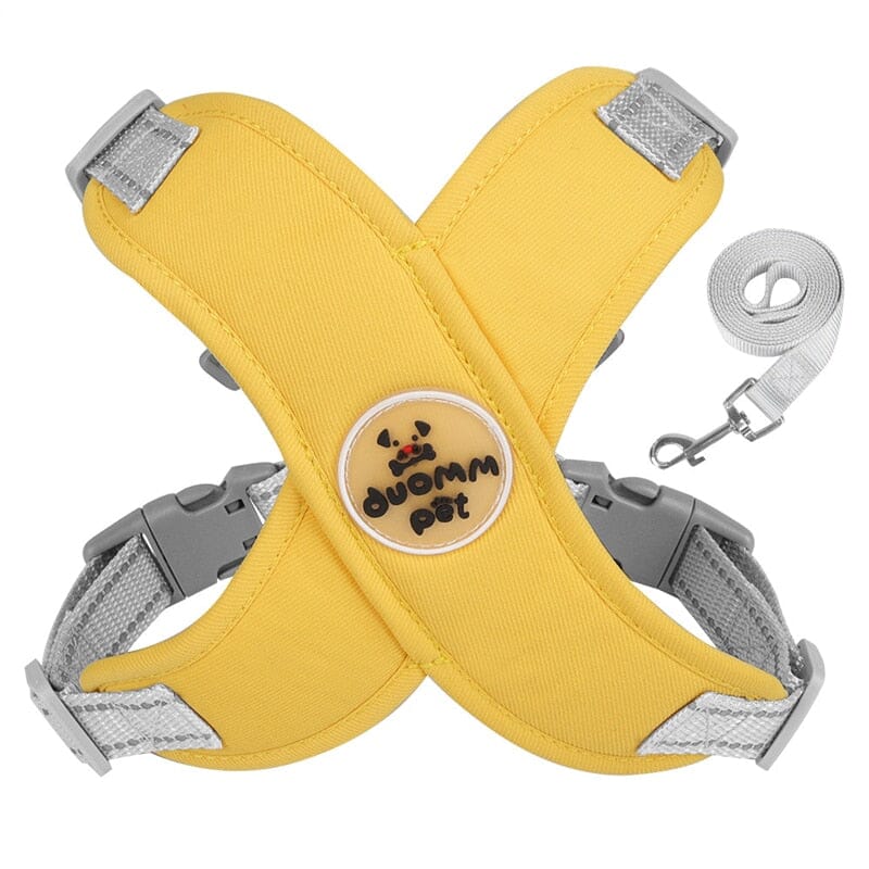 Coleira Peitoral e Guia para Cães e Gatos – Kit Completo Madrupet Amarelo P 