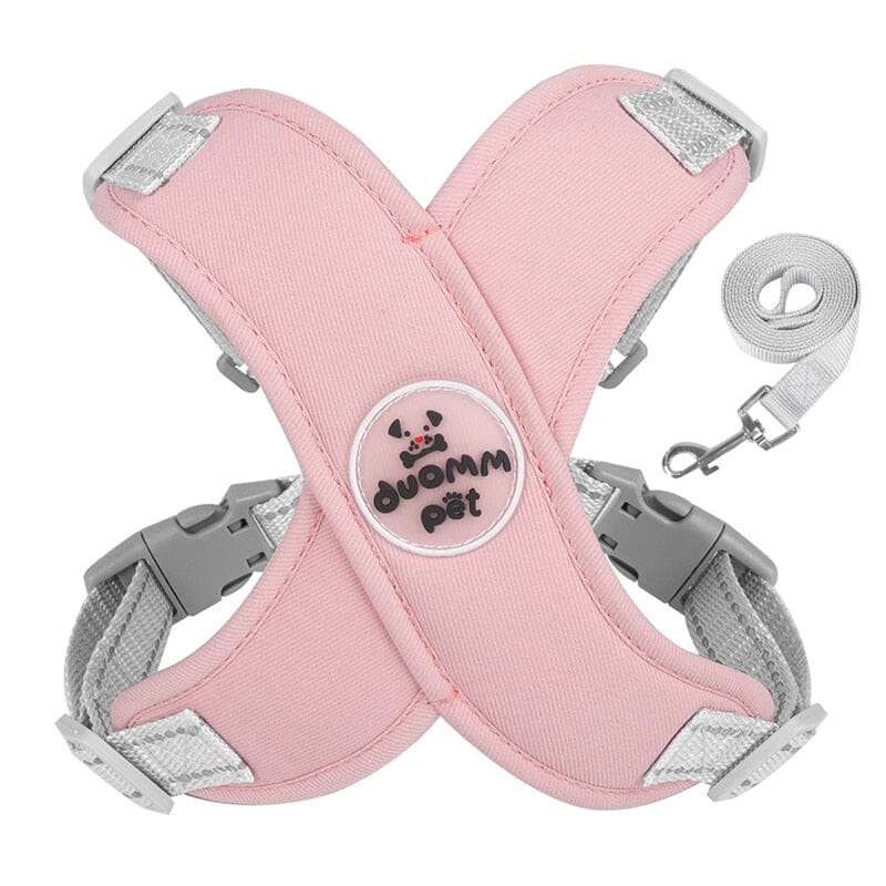 Coleira Peitoral e Guia para Cães e Gatos – Kit Completo Madrupet Rosa P 