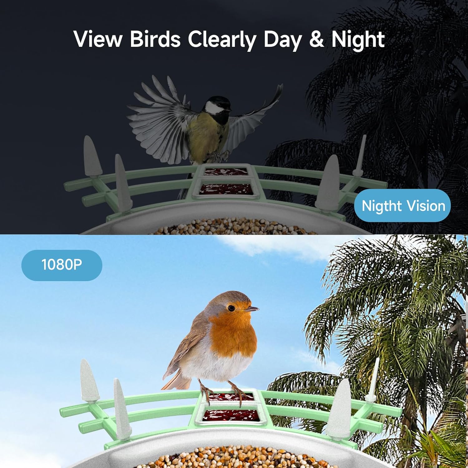 Smart Bird Feeder Camera – Solar Powered, AI Bird ID & Real-Time Alerts
