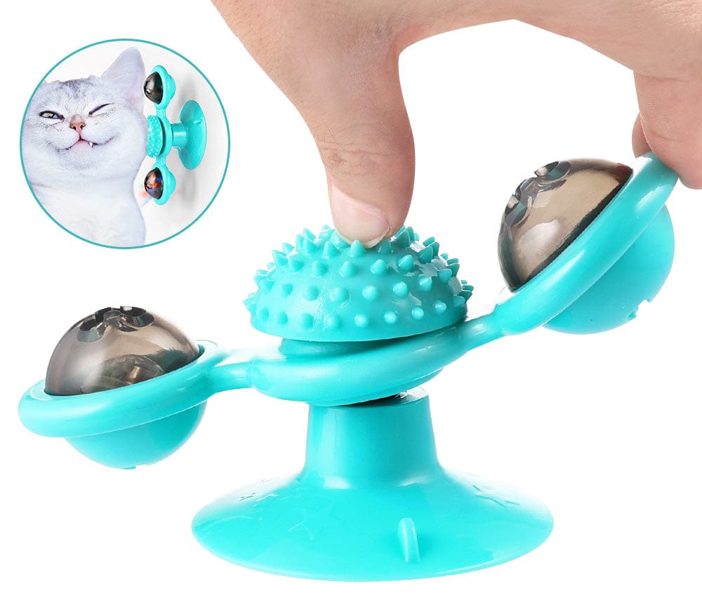 Interactive Cat Toy with Catnip – Spinning Windmill Toy with LED Balls