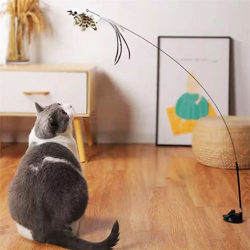 Cat Wand Toy Set – Interactive Feather and Bell Teaser Toys for Cats