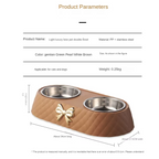 Double Pet Bowl with Quilted Finish and Gold Bow — Elegant Feeding Station