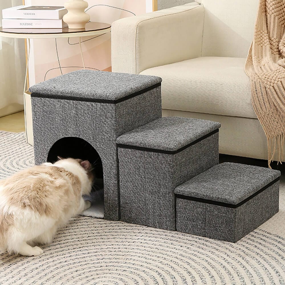 Portable Foldable Dog Stairs — Easy Access with Built-In Storage