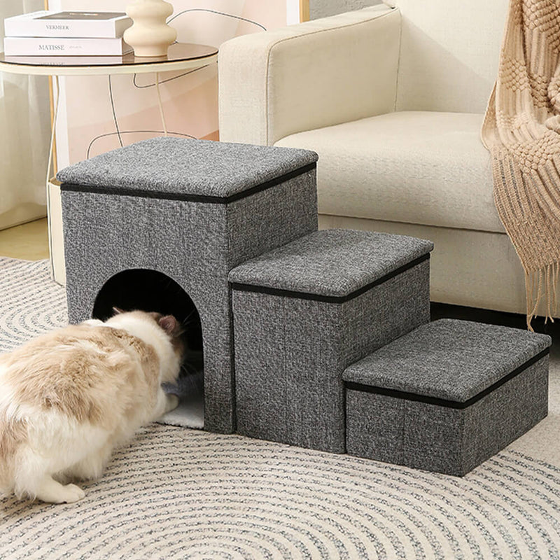 Portable Foldable Dog Stairs – Multi-Functional with Storage & Built-In Condo