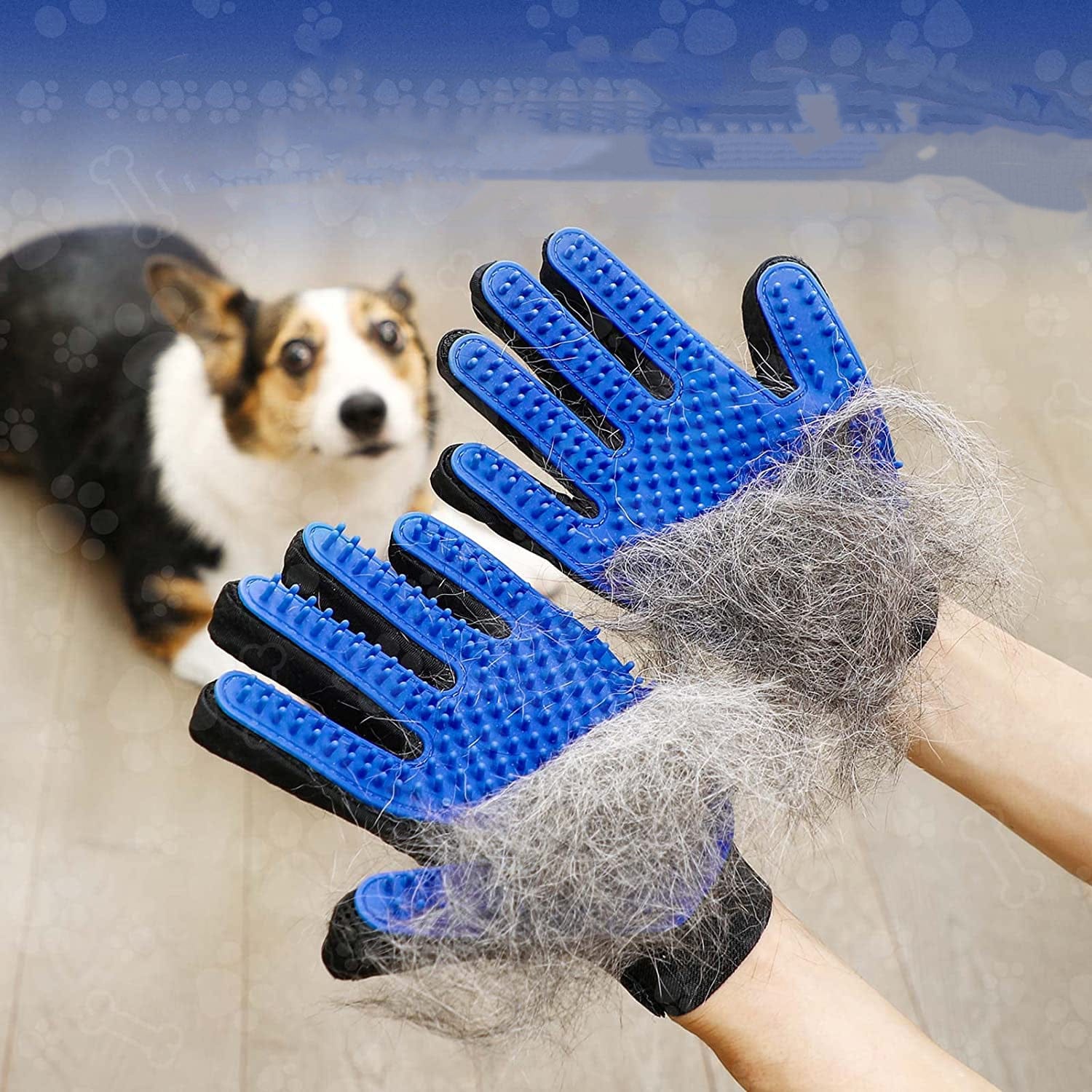 2-in-1 Pet Grooming Glove – Silicone De-Shedding Glove for Dogs and Cats